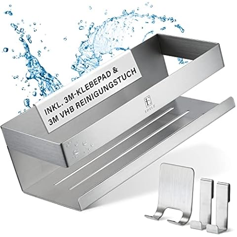 EDELZ® Bad Duschablage Duschkorb ohne Bohren - Shampoo Halterung für Dusche zum Kleben aus rostfreiem Edelstahl Cover