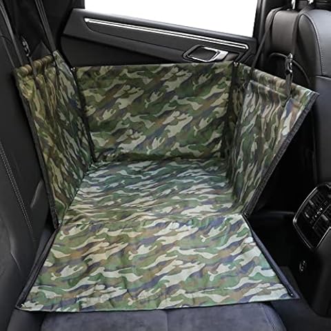 FREESOO Car Hammock Dog car seat covers dog-dog car cover-Waterproof Single Auto Rear Seat Protector Cover- Dog Booster Seats with Pet Seat Belt- Upgraded Pet Car Back Seat Protector Cover Camo Cover