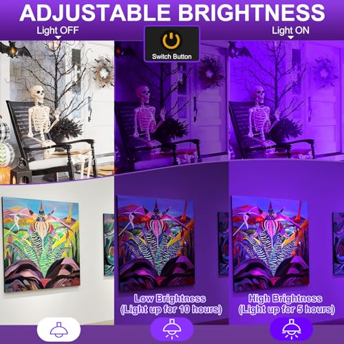 Image of AUMIO Rechargeable Black Light 2-Pack, 5000mAh Portable Battery Powered Magnetic LED Blacklights, Waterproof Cordless 405nm Ultraviolet Flood Light for Glow Party, Halloween, Catfishing, Body Painting