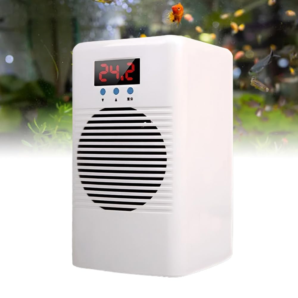 Enfriador de acuario con pantalla de temperatura en tiempo real, incluye bomba de agua y tubería, ideal para tanques hidropónicos, corales y medusas