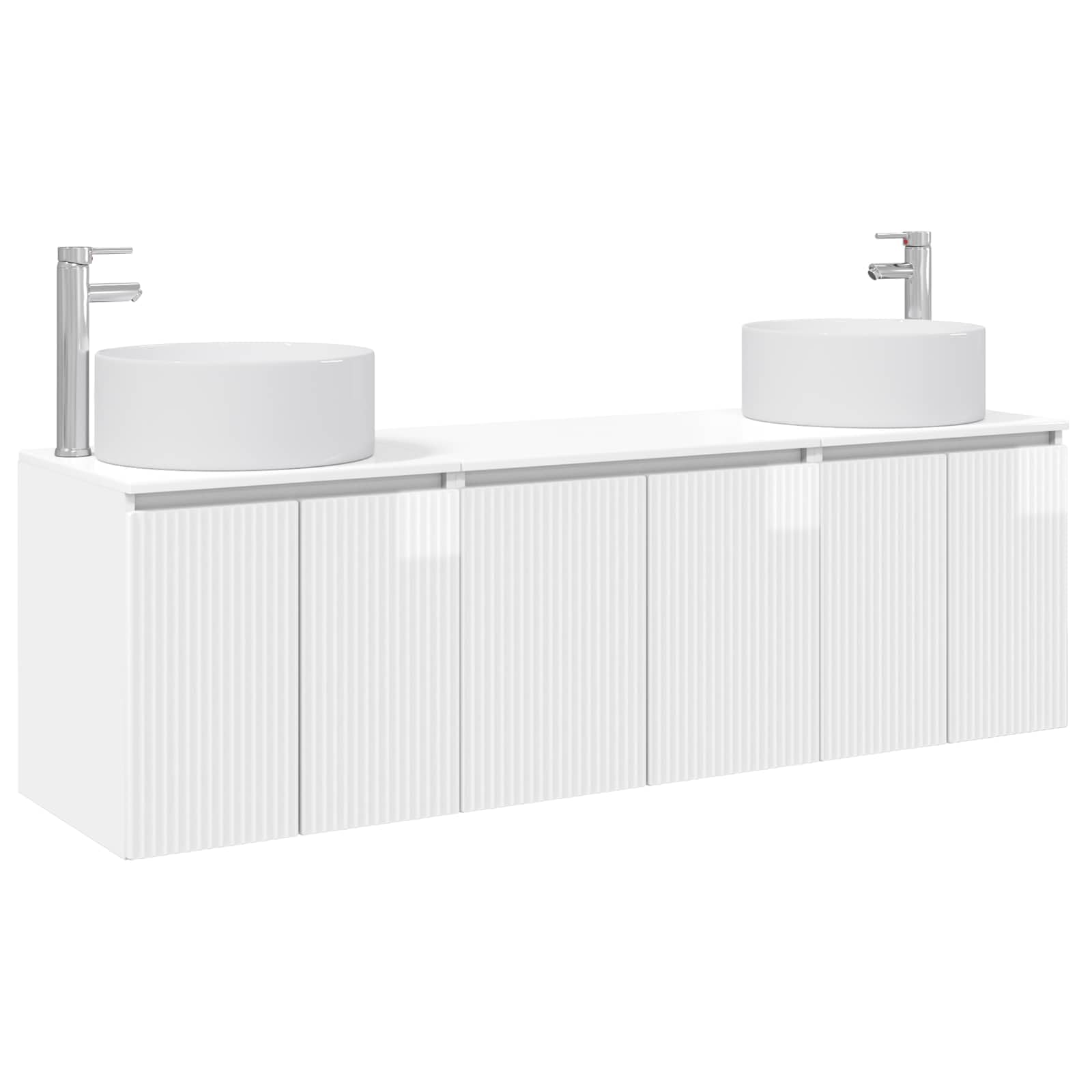 Juego de 3 armarios para baño, color blanco brillante