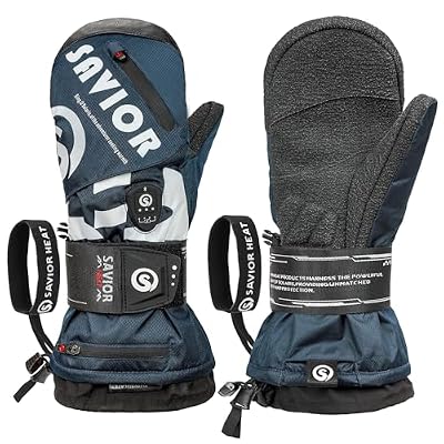 SAVIOR HEAT Heated Mittens for Snowboarding,Heated Ski Gloves for Men Women,Kevlar Palm, 3M Thinsulate, Waterproof, App-Controlled Heating, Winter Sports