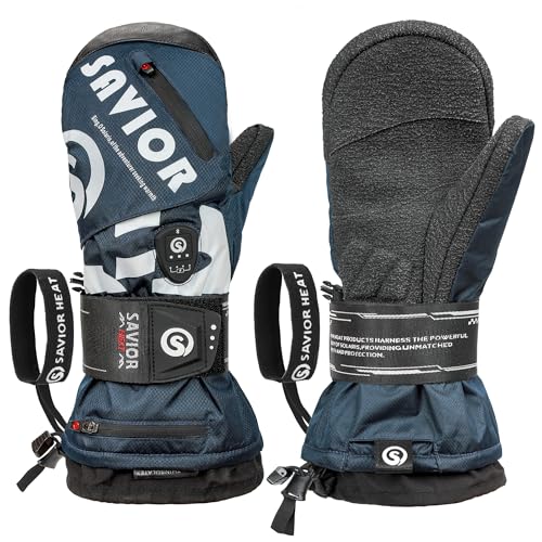 SAVIOR HEAT Heated Mittens for Snowboarding,Heated Ski Gloves for Men Women,Kevlar Palm, 3M Thinsulate, Waterproof, App-Controlled Heating, Winter Sports