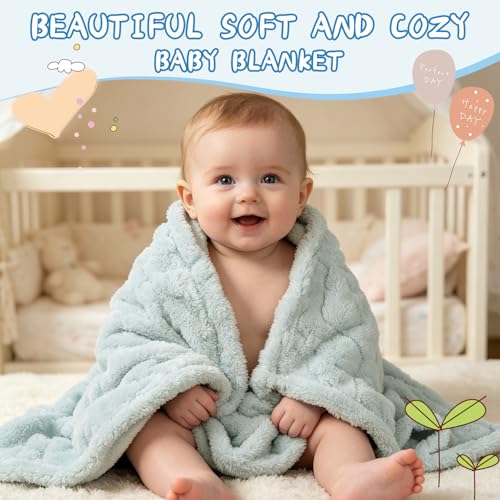 Image of 5 Pcs Baby Blanket Flower Checkerboard Ultra Soft Gift-Ready Plush for Newborns, Nursery & Stroller 30 inchx40 inch Pink Blue Gray Light Brown Purple