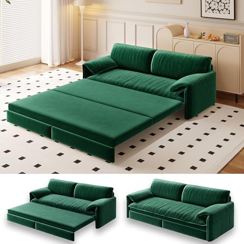 UPYOOE 66" Futon Sofa Bed Queen Size, Pull Out Bed,