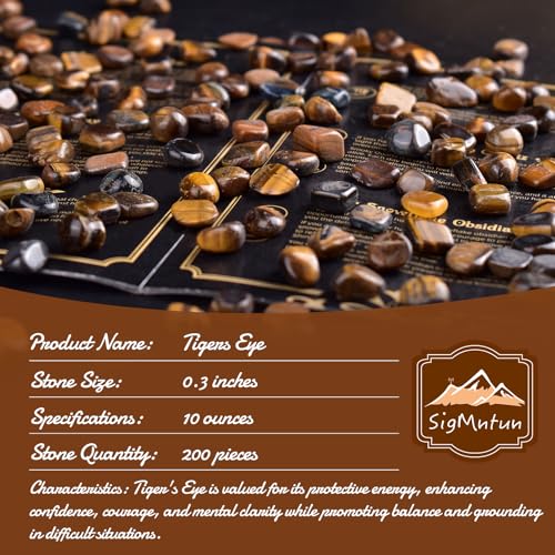 Image of Polished Tigers Eye Round Crystal Chips Bulk 200 Pcs - 0.3 inch Small Colorful Tumbled Stone Chips Rocks, 10 oz Crushed Sea Glass Vase Filler Stones for Healing, Reiki, Crafting, Home Decor