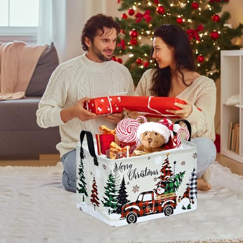 Image of Christmas Basket Box Hamper Storage Basket Collapsible Organizer Bin Gift Shelf Baskets for Home and Kitchen Storage