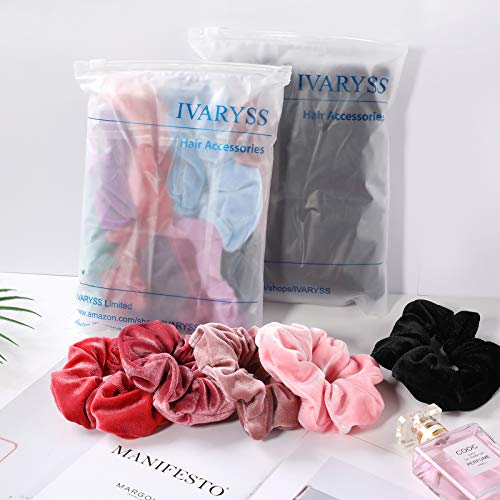 Ivaryss 2006230003 Scrunchies For Women, 12 Pcs Velvet Scrunchies For Hair, Dark Colors Classic Elastic Thick Scrunchy Hair Bands Ties thumb #6