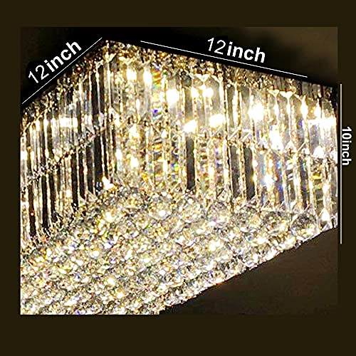 Image of Sanleen Square LED Ceiling Chandelier Light 1x1 Feet, Modern Decorative Flush Mount Ceiling Light Fixture for Living Room, Bedroom & Dining Room, Designer Home Interior Lighting