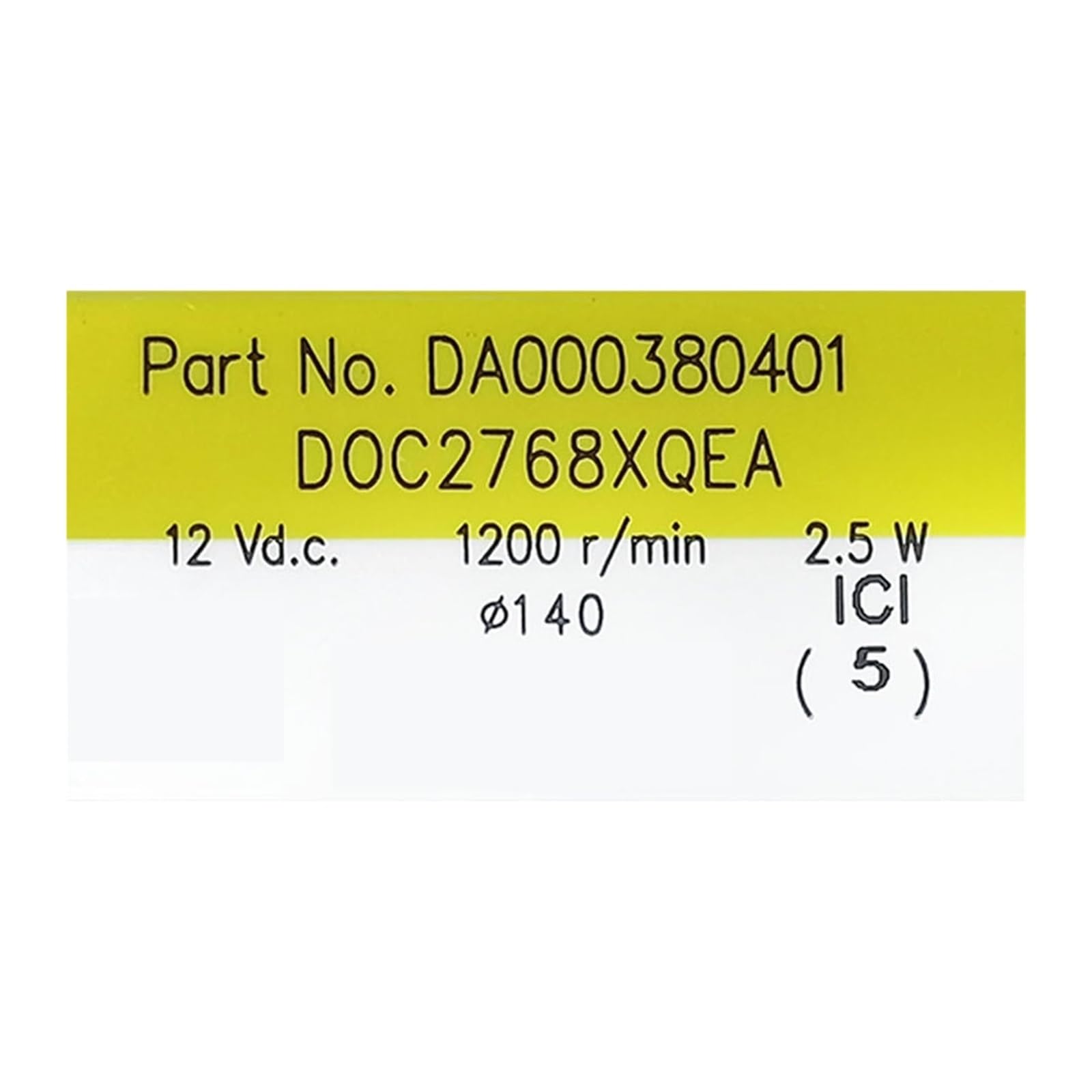 DA000380401 DOC2768XQEA,Compatible Con Samsung,Compatible Con Midea,Motor De Ventilador De Refrigerador Dispensador 12V 2.5W 1200r/min Refrigeración,Bajo Consumo De Energía