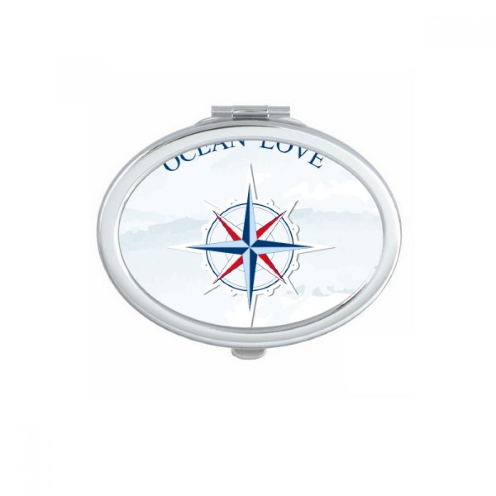 Miroir ovale maquillage compact portable multicolore avec motif océan