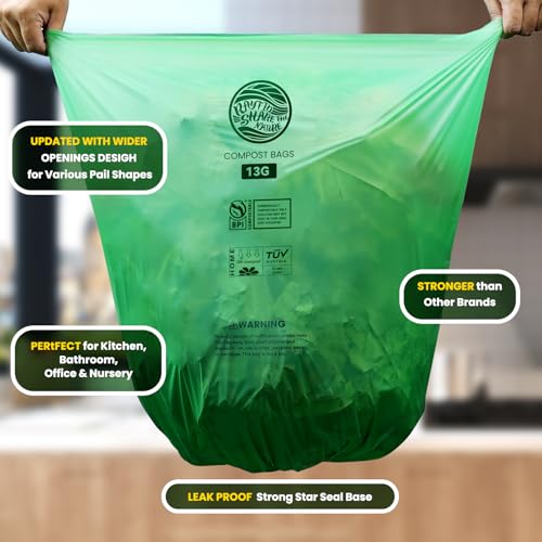 RAYTID Compostable Trash Bags, 2.6,3,13 Gallon,Compost Bags for countertop bin,Food Scrap Small Kitchen Trash Bags, US BPI and Europe OK Compost Home - Image 7