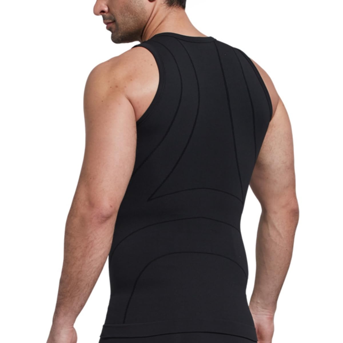 Gilet de Compression sans Couture en Charbon de Bambou pour Homme - Gilet Amincissant élastique et Fin