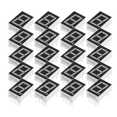 GATHINESS 20 Tubos Digitales LED Rojos de Cátodo, 1 Bit, 7 Segmentos, 10 Pines, Tamaño 0,5 Pulgadas, Alta Fiabilidad y Características Estables para Aplicaciones Industriales