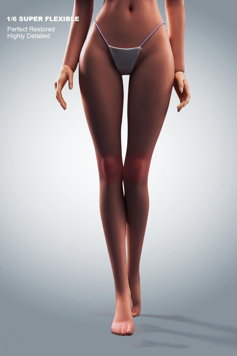 1/6 Scale Female Body,12inch Super Flexible Seamless Female Figure Body Makeup Version with Undetachable Feet Tall and Slender Miniature Action Figure (Copper Suntan Skin)