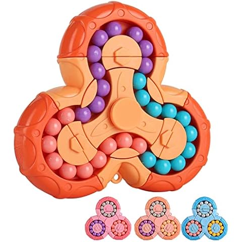 Magic Bean Rotating Cube - Creative Finger Cube jigsaw Puzzle Toy,Handheld Spinner Educational Decompression Toy Magic Cube Ball Game,Gift for Kids age 3 Above for Christmas Birthday New Year (Orange) Cover