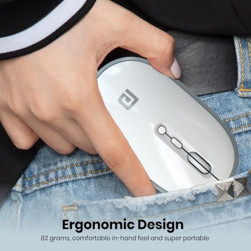 Portronics Toad II Bluetooth Mouse, with Bluetooth 5.0 & 2.4 Ghz Dual Wireless Connectivity, Rechargeable Battery, Adjustable DPI up to 1600 Compatible with Laptop, MacBook, PC (Grey) 9 51g9Ydy1OmL