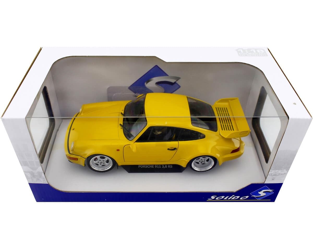 Solido 421185560 Porsche 911 3.8 RS (964), 1990, Modellauto, Maßstab 1:18, gelb S1803401