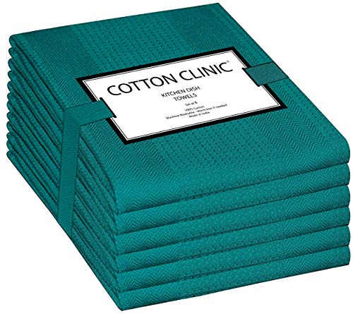 Clinica de Algodón 6 Paños de cocina 100% Algodon 40 x 70 cm hostelería, Trapos Cocina, Toallas de té, Toallas de bar, Lavable a máquina Toallas de cocina Verde