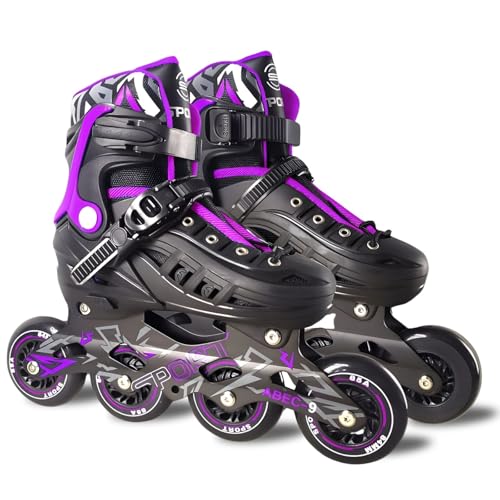 Patins Adulto Inline ABEC-9 - Freestyle Urban para Performance Profissional, Rodas de PU 84mm com Dureza 85A (Roxo, M (34 ao 38))