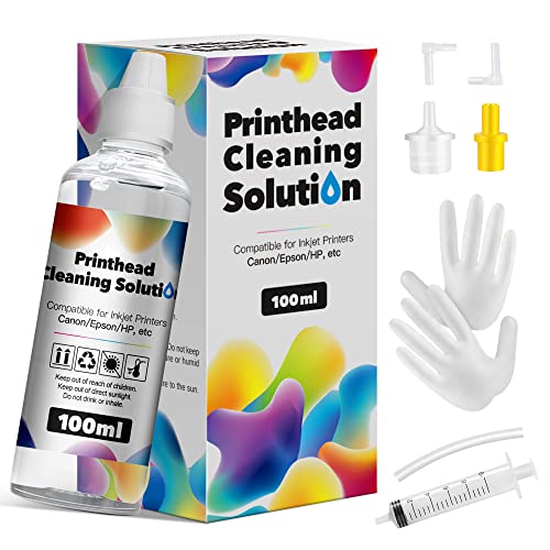HALLOLUX 100ML Druckkopfreiniger Düsenreiniger Druckkopf Reinigungsflüssigkeit Flüssigdrucker Kopfreinigungsset Lösung für Epson HP Canon Brother Samsung für Aller Tintenstrahldrucker Druckkopf