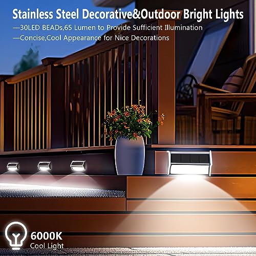 MoonGeGe Solar Outdoor Deck Lights: 10Pack 30LED Fence Solar Step Outside Lights Waterproof,Stainless Steel Outdoor Stair Fence Porch Lights Lamp Solar Powered Outdoor Lighting for Wall Garden Décor - Image 3