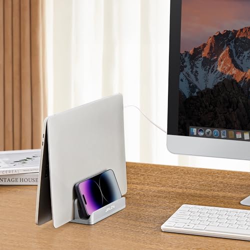 image for JARLINK 4-in-1 Adjustable Vertical Laptop Stand Holder, Aluminum Dual 