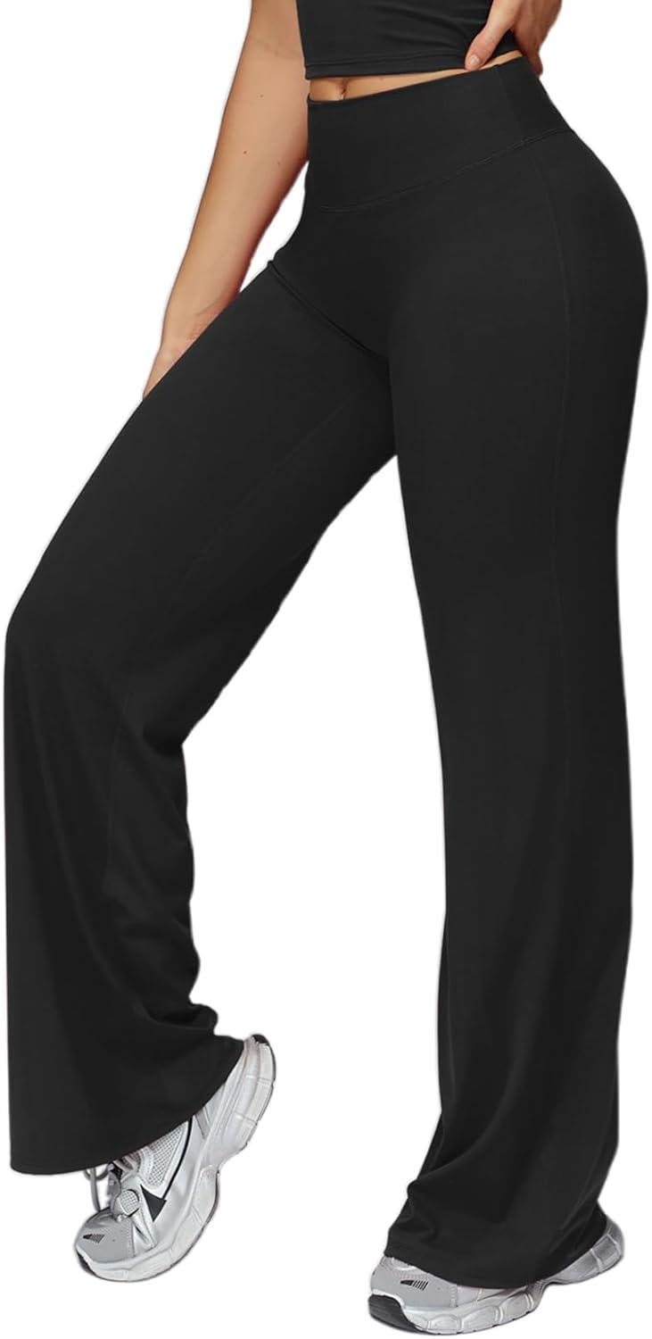 Women's Yoga Pants High Waisted No Front Seam Workout Leggings Stretch Wide Leg Athletic Trousers