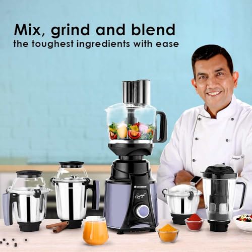 Compare Wonderchef Galaxy Food Processor 750W Mixer Grinder, 100 Copper Motor, 4 Jars + FP