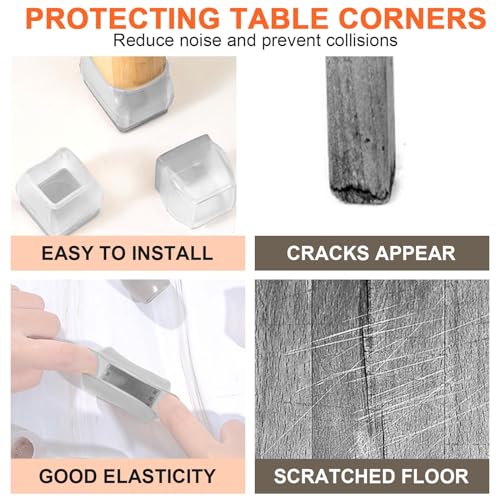 GWAWG 16 PCS Chair Leg Floor Protectors Silicone Chair Leg Caps Chair Leg Protection Covers with Felt Pads for Protecting Hardwood Tile Laminate Floors Furniture No Scratches and No Noise(Large) - Image 2