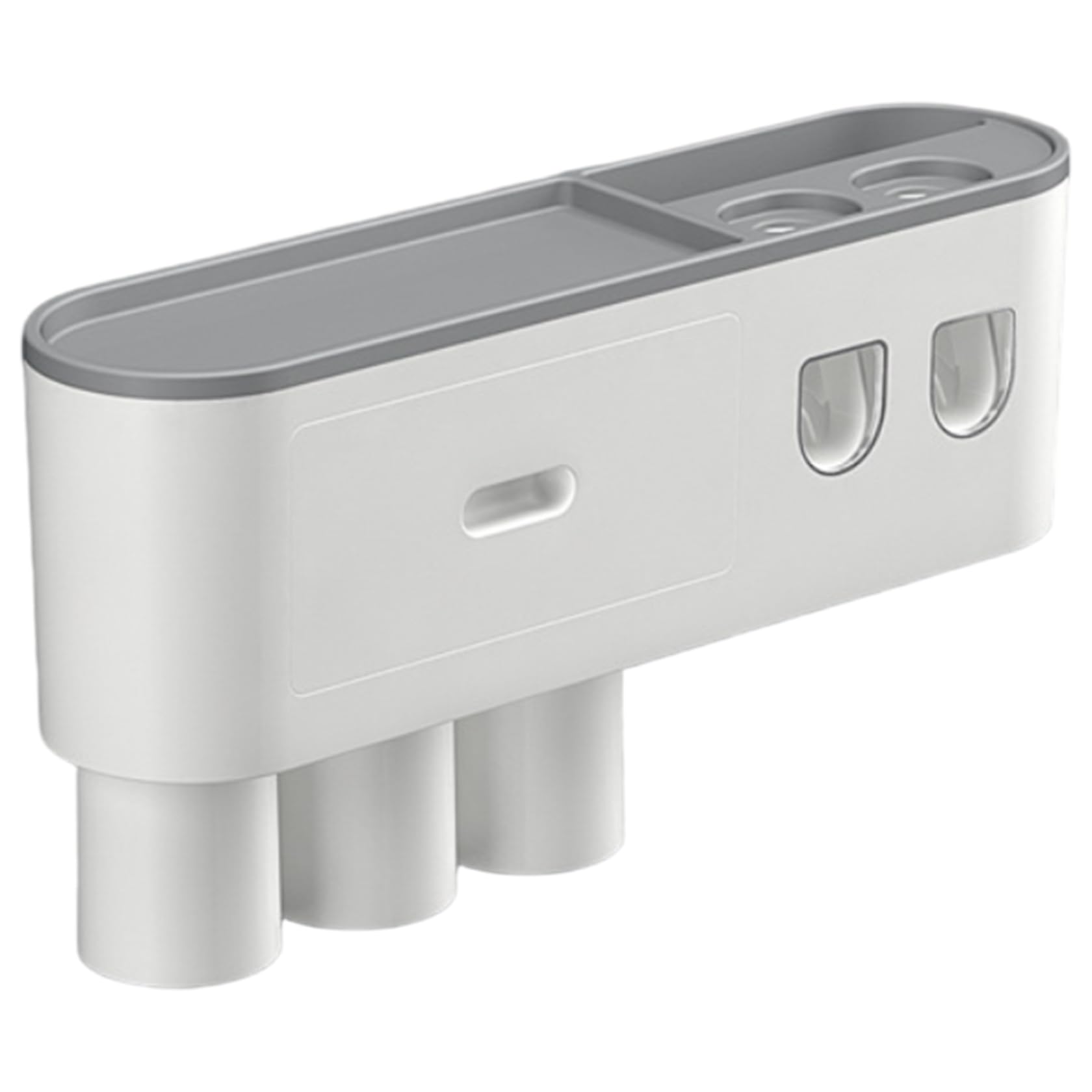 Dispensador automático de Pasta de Dientes con 3 Tazas, Soporte para cepillos de Dientes montado en la Pared, Organizador de baño sin Taladro, Estante de Almacenamiento de ABS Gris