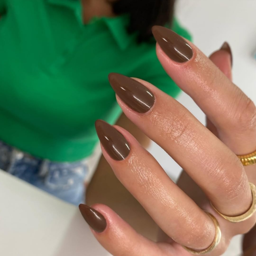 KQueenest 30 Pcs Light Brown Press on Nails Short Almond, Short False Nails Almond - Image 3