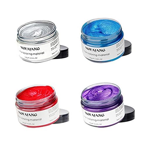 SOVONCARE 4 Colors Temporary Hair Color Wax Silver Grey Purple Red Blue Natural Hairstyle Cream Professional Coloring Mud for Men Women Kids Party Cosplay Date Halloween