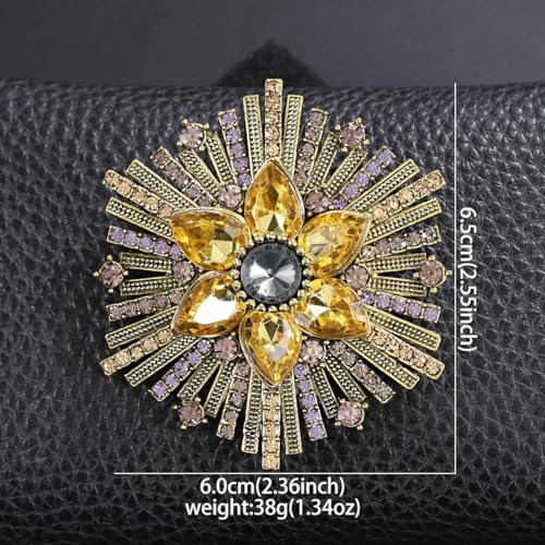 Image of Rhinestone Crystal Sunflower Brooch Pin Elegant Wreath Brooch Clothing Hat Bag Skirt Accessories for Women