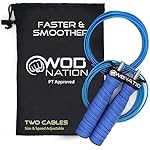 WOD Nation Attack Speed Jump Rope : Adjustable Jumping Ropes : Unique Two Cable Skipping Workout System : One Thick and One Light 11 Foot Cable : Perfect for Double Unders : Men and Women
