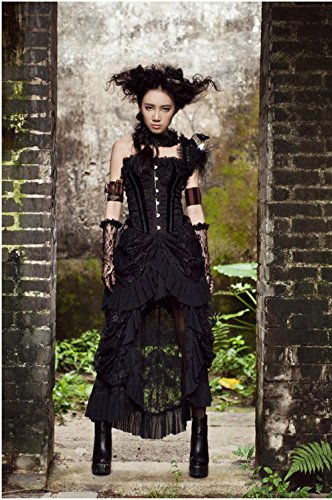 Coswe Women's Black Lace Victoria Gothic Long Maxi Skirt For Party4