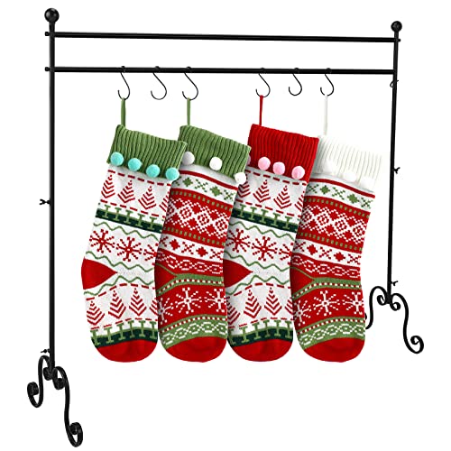 WILLBOND Black Freestanding Christmas Stocking Holder Stand, 8 Hooks, Metal, Classic Design