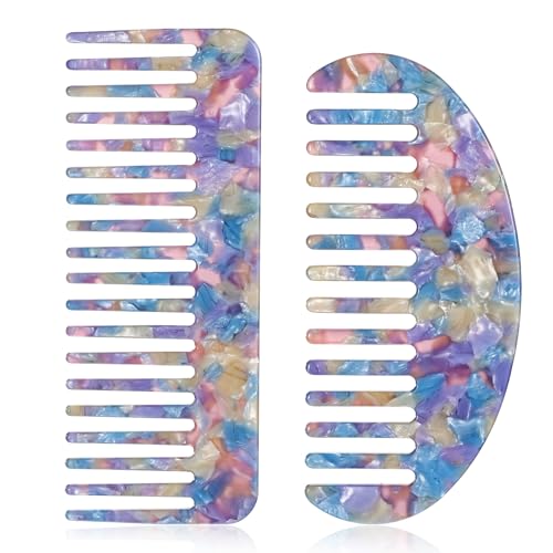 2PCS Peines de Dientes Anchos de Acetato Violeta miniatura 1