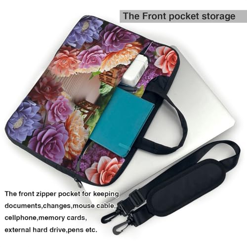 Colorful Flowers Blossom Laptop Bag for Women Computer Bag Shoulder Laptop Sleeve Business Work Briefcase3