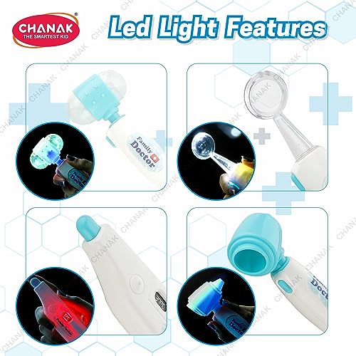 Image of Chanak Premium Doctor Set for Kids with LED Light Instruments, Pretend Play Doctor Set for Kids Above 3 Years, 10 Piece Doctor Kit for Boys & Girls, BIS Approved. (Blue)