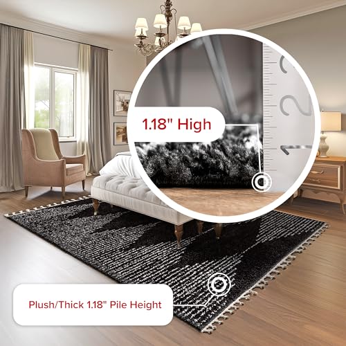 nuLOOM Tapete Decorativo Shag 8x10 Pies Negro miniatura 4