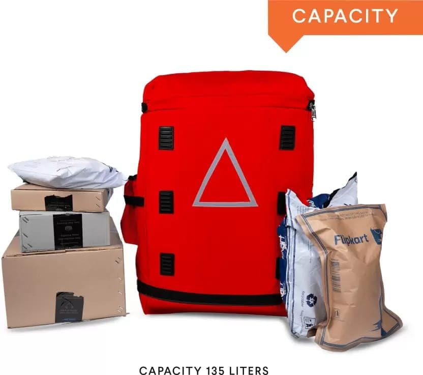 Image of SSBC Heavy Duty Large Delivery Bag | E-Kart & Food Delivery Bag | Professional Logistics Courier Delivery Backpack I 128Litre Capacity Waterproof,26 * 13 * 16Inches (Red)