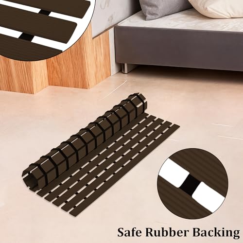 Image of Kuber Industries 60x40 cm Anti-Skid Rectangular Mat for Bathroom with Rubber Base | Shower Mats for Bathroom Anti Slip | Foot Mat for Preventing Slips & Falls in Wet Areas | Stripe Design - Brown