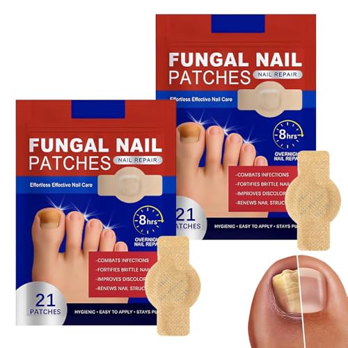 NAVESO Parches Reparador de Uñas, 42 Piezas Parches de Uñas Fungicida, Parches de Uñas de los Pies, Tratamiento Hongos Uñas Pies, Fungal Nail Patches para Reparación de Uñas Dañadas