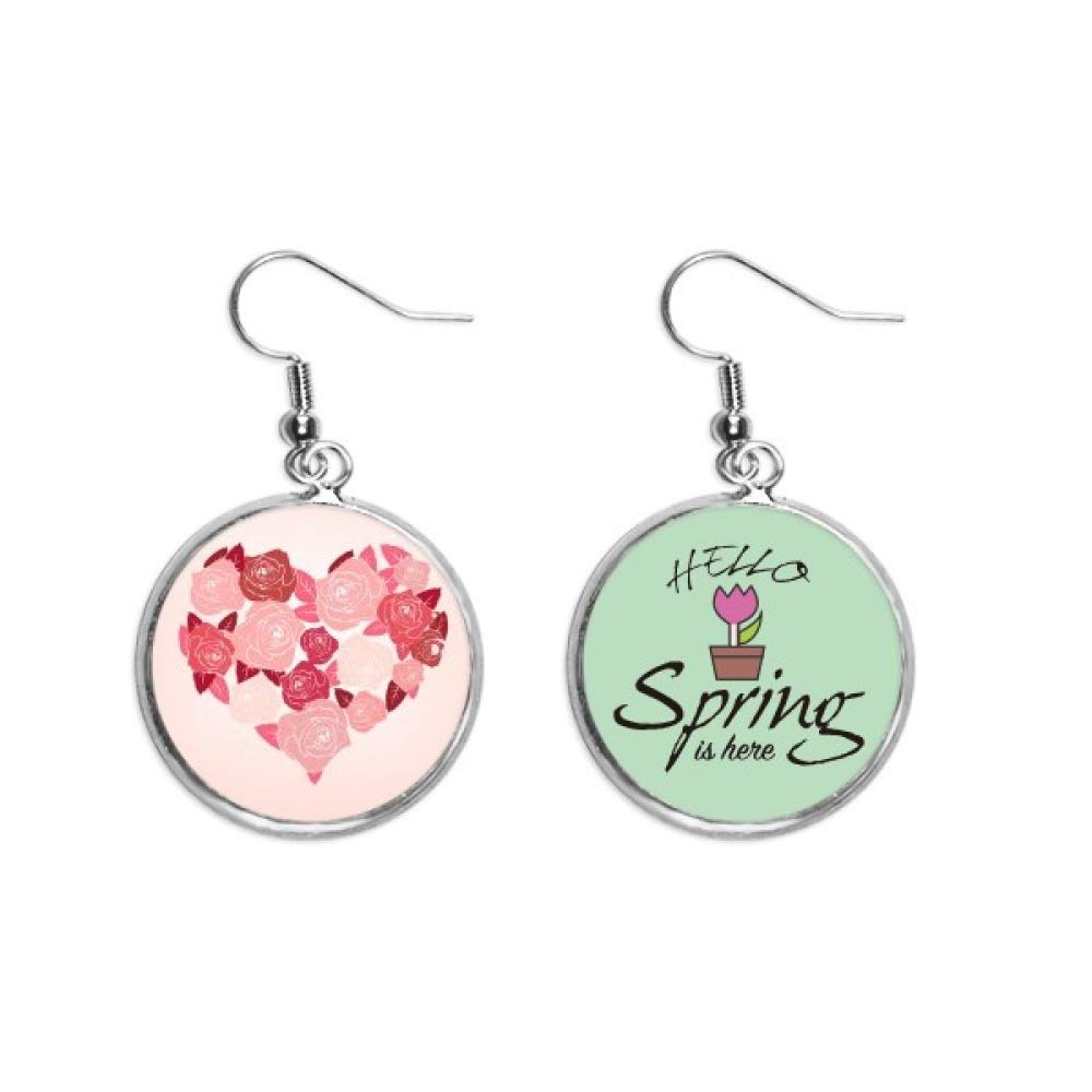 Pendientes de corazón con rosas de San Valentín colgantes de primavera 5