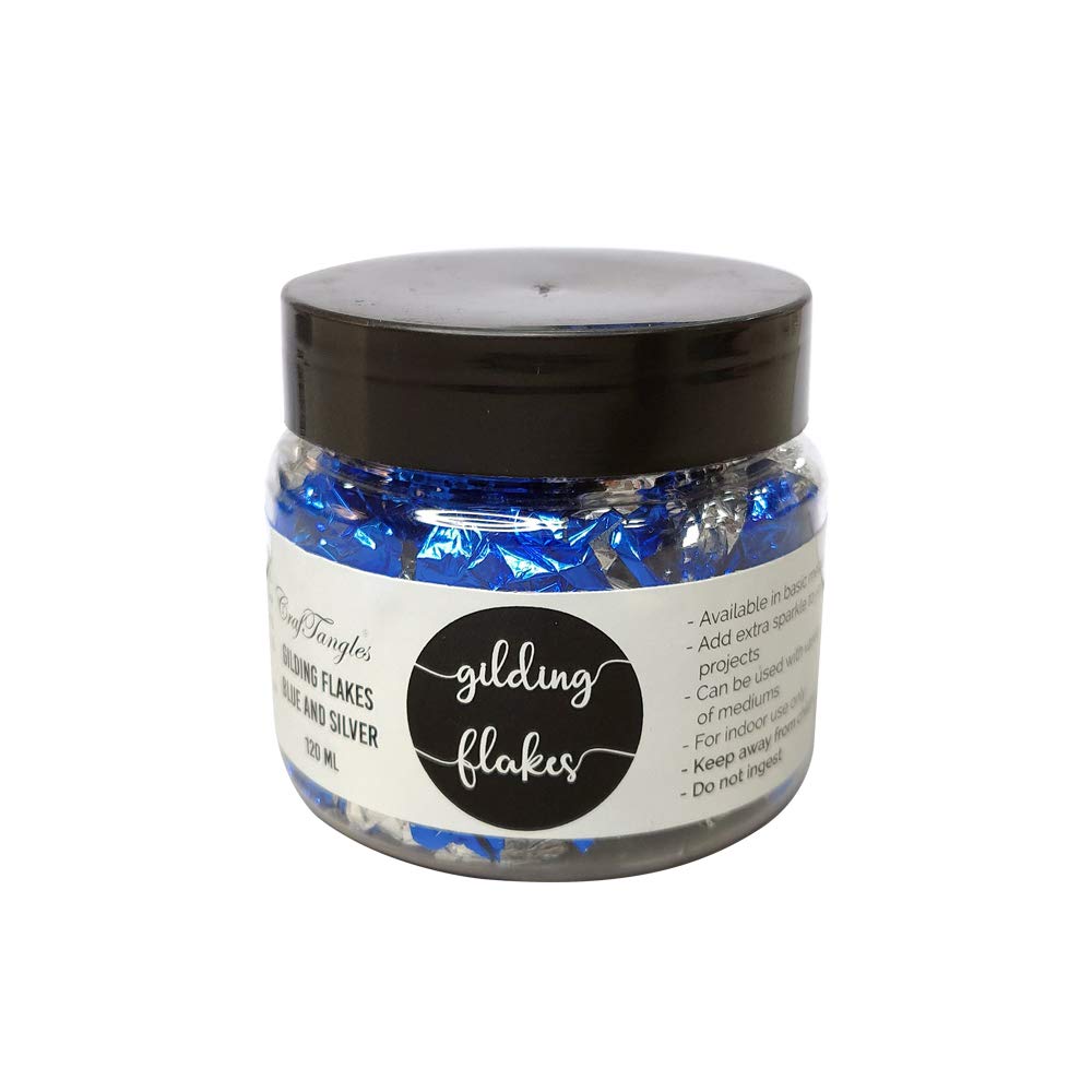 CrafTangles Gilding Flakes (120 ml) - Blue and Silver, for Resin, Gilding, high Shine, Does not darken, Works with Gilding glues-picture-39