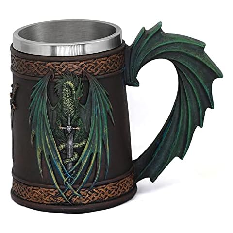 GuoShuang Dragon Mug Drinking Mug Beer Stein Tankard Coffee Cup 17 oz Cover