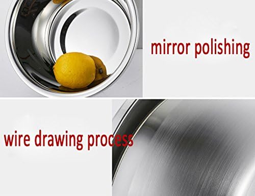 Miniatura 4 de Tazón de acero inoxidable, ensaladera de 6.5 cuartos de galón, cuencos de metal, lavabo de acero inoxidable, acabado de espejo más profundo