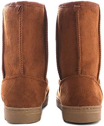 Millffy Men's High Mocassin Flat Boot Moccasins Fringed Booties Winter Flats Suede Long Snow Boots house shoes (M Man US 7/8 Women US 9/10, Tobacco) | Image 2