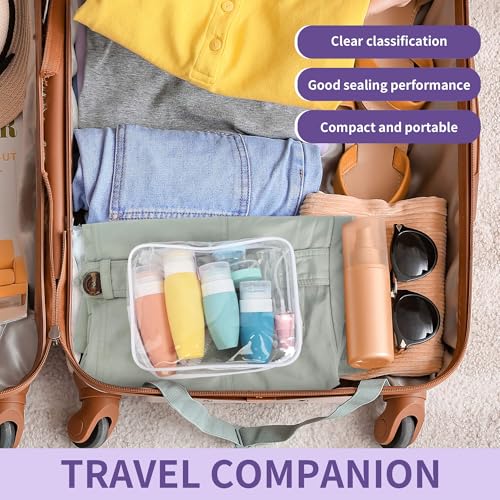 19 Pack Travel Bottles for Toiletries - TSA-Approved Leak-Proof Silicone Containers with Cream Jars Spray Bottles Funnel Brushes & Labels - Portable Refillable Kit for Shampoo Lotion & Conditioner - Image 4